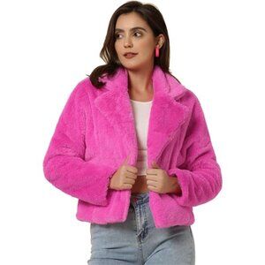 Women's Faux Fur Bolero Jacket Formal Pink3